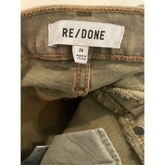 Re/Done 70s High Rise Stove Pipe frayed cropped straight-leg Jeans Button Fly 24 - Picture 8 of 8